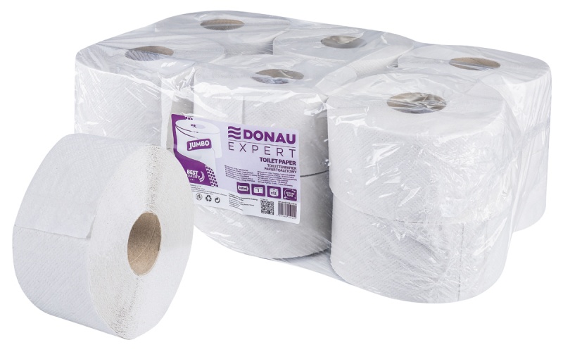 404508-412209-papier_toaletowy_makulaturowy_donau_expert_j-800w Papier toaletowy makulaturowy DONAU EXPERT Jumbo, 1-warstwowy, 750 listków, 12szt., biały - obrazek 1