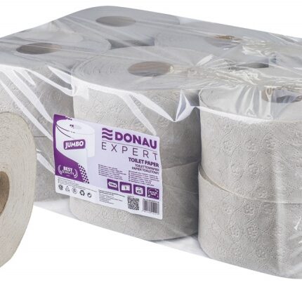 Papier toaletowy makulaturowy DONAU EXPERT Jumbo, 1-warstwowy, 750 listków, 12szt., szary