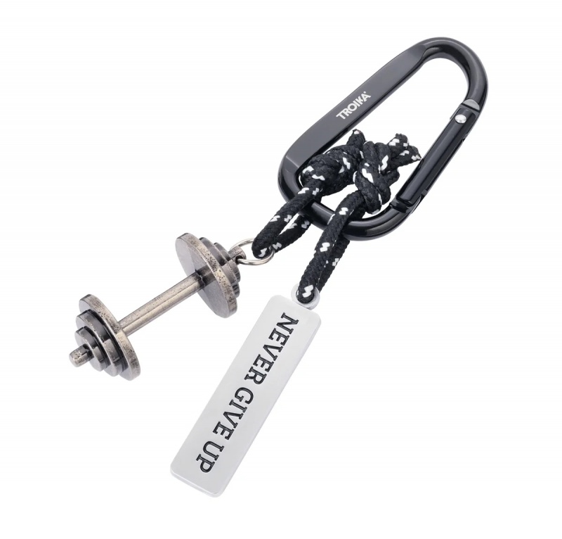 404737-414148-brelok_troika_never_give_up_karabinczyk_meta-800w Brelok TROIKA Never Give Up, karabińczyk, metal, czarno-srebrny - obrazek 1