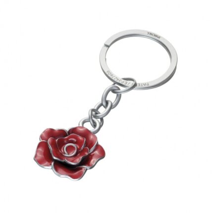 Brelok TROIKA Rose, emaliowany metal, czerwono-srebrny