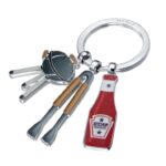 Brelok TROIKA BBQ, emaliowany metal, szaro-czerwony