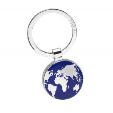 Brelok TROIKA Around The World, emaliowany metal, niebiesko-srebrny