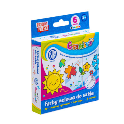 Farby do tworzenia naklejek żelowych, CREATIVO zest. 6 kol x 15 ml