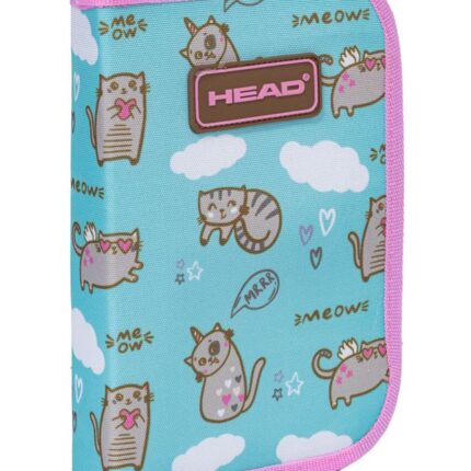 Piórnik pojedynczy dwuklapkowy bez wyposażenia HEAD MEOW, AC1