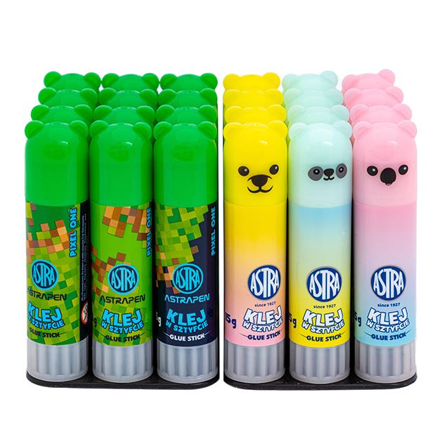 Klej w sztyfcie zwierzątka PVA ASTRA Mix Pixel / Pastel 15 g Klej w sztyfcie zwierzątka PVA ASTRA Mix Pixel / Pastel 15 g - obrazek 1