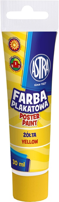 Farba plakatowa Astra tuba 30 ml - żółta Farba plakatowa Astra tuba 30 ml - żółta - obrazek 1
