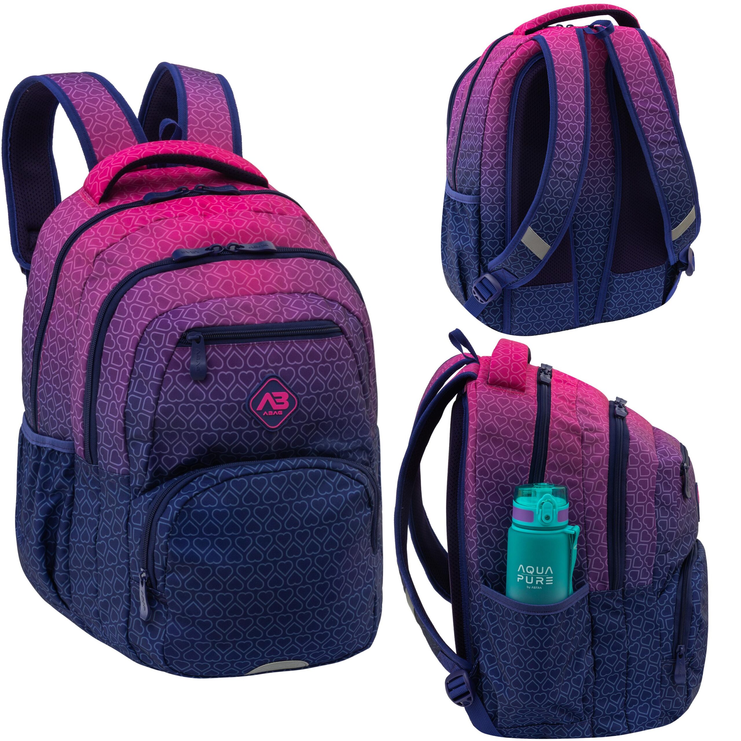 Plecak ABAG HEXAGON PINK OMBRE, AB200 Plecak ABAG HEXAGON PINK OMBRE, AB200 - obrazek 1