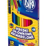 Kredki ołówkowe heksagonalne akwarelowe ASTRA - 12 kolorów
