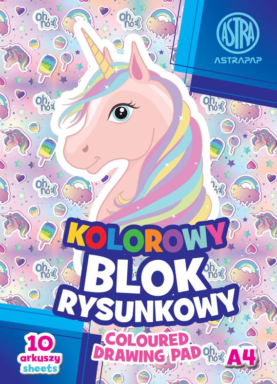 Blok rysunkowy kolorowy 80G ASTRAPAP A4 10 ark "Pixel&Unicorn" Blok rysunkowy kolorowy 80G ASTRAPAP A4 10 ark "Pixel&Unicorn" - obrazek 1