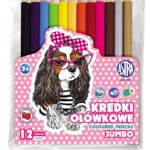 Kredki ołówkowe Jumbo okrągłe ASTRAKIDS Pieski - 12 kolorów + temperówka