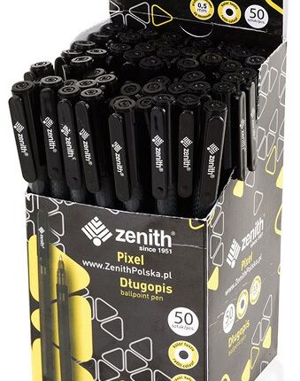 Długopis ze skwuką 0,5 mm ZENITH PIXEL czarny - 50 szt. box