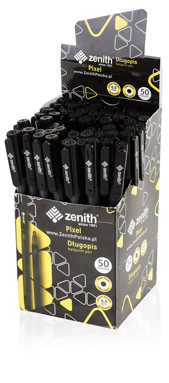 Długopis ze skwuką 0,5 mm ZENITH PIXEL czarny - 50 szt. box Długopis ze skwuką 0,5 mm ZENITH PIXEL czarny - 50 szt. box - obrazek 1