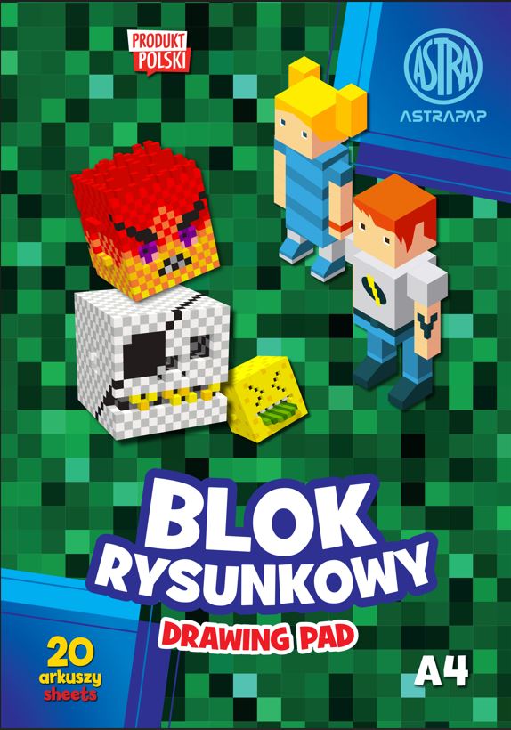 Blok rysunkowy biały ASTRAPAP A4 20 ark "Pixel&Unicorn" Blok rysunkowy biały ASTRAPAP A4 20 ark "Pixel&Unicorn" - obrazek 1