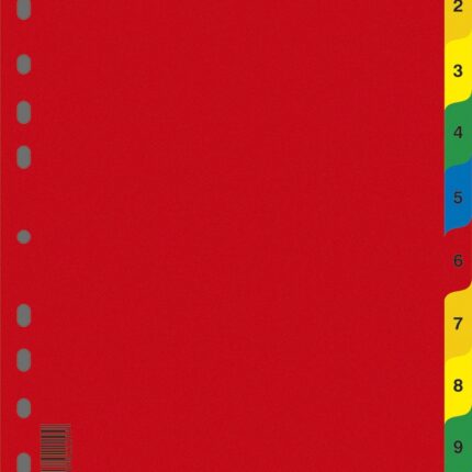 Przekładki DONAU, PP, A4, 230x297mm, 1-10, 10 kart, mix kolorów