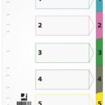 Przekładki Q-CONNECT Mylar, karton, A4, 225x297mm, 1-5, 5 kart, lam. indeks, mix kolorów