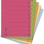 Przekładki DONAU, karton, A4, 235x300mm, 0-9, 50 kart z perforacją, mix kolorów