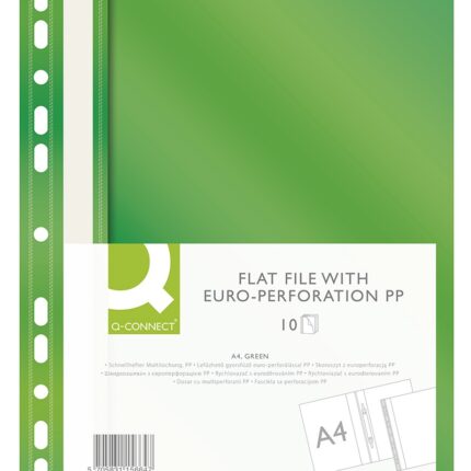 Skoroszyt Q-CONNECT, PP, A4, standard, 120/170mikr., wpinany, zielony