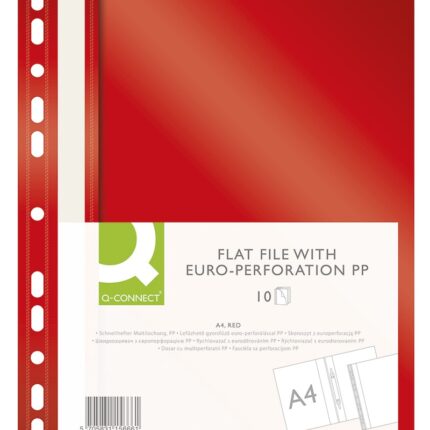 Skoroszyt Q-CONNECT, PP, A4, standard, 120/170mikr., wpinany, czerwony