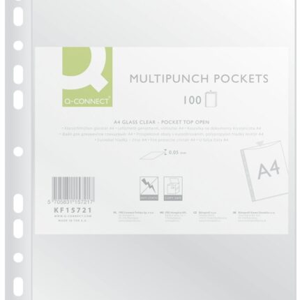 Koszulki na dokumenty Q-CONNECT, PP, A4, krystal, 50mikr., 100szt.