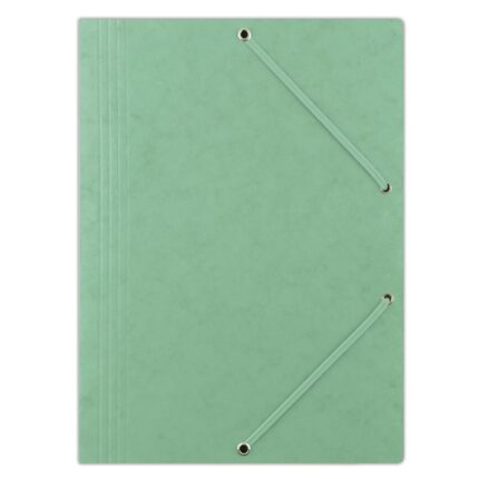 Teczka z gumką DONAU, preszpan, A4, 390gsm, 3-skrz., zielona (opakowanie 10 szt.)