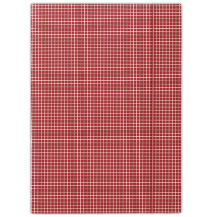 Teczka z gumką DONAU, karton, A4, 400gsm, 3-skrz., czerwona w kratę