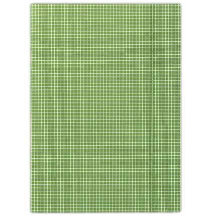 Teczka z gumką DONAU, karton, A4, 400gsm, 3-skrz., zielona w kratę