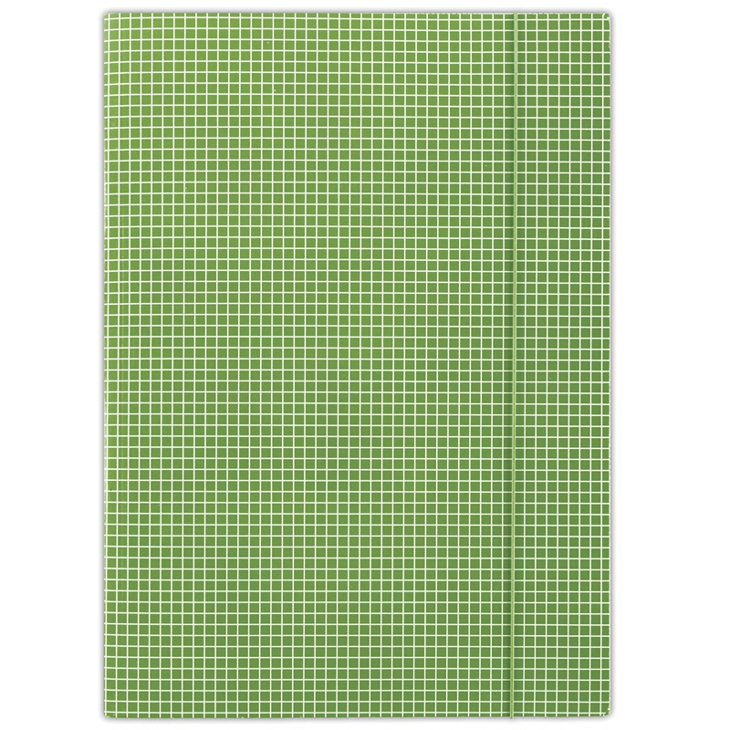72837-14999-teczka_z_gumka_donau_karton_a4_400gsm_3_skrz_z-800w Teczka z gumką DONAU, karton, A4, 400gsm, 3-skrz., zielona w kratę - obrazek 1