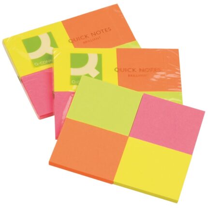 Bloczek samop. Q-CONNECT Brilliant, notes, 38x51mm, 4x50 kart., neonowe