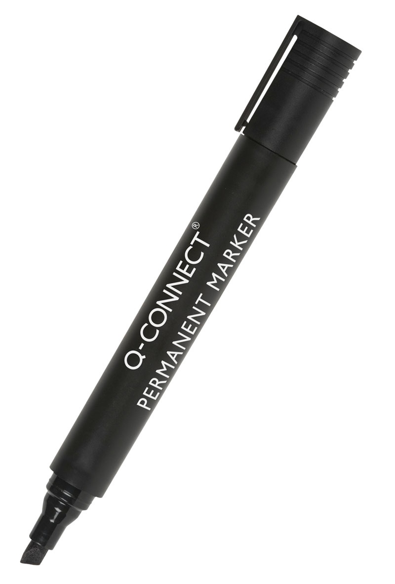 74770-17198-marker_permanentny_q_connect_sciety_3_5mm_lini-800w Marker permanentny Q-CONNECT, ścięty, 3-5mm (linia), czarny (opakowanie 10 szt.) - obrazek 1
