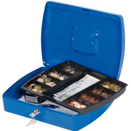 Kasetka na pieniądze Q-CONNECT, ekstra duża, 330x235x90mm, niebieska