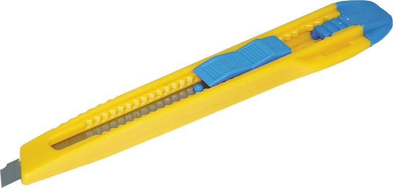 77292-15489-noz_biurowy_donau_9mm_plastikowy_z_blokada_nie-800w-1 Nóż biurowy DONAU, mały 9mm, plastikowy, z blokadą, niebiesko-żółty - obrazek 1