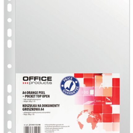 Koszulki na dokumenty OFFICE PRODUCTS, PP, A4, groszkowe, 30mikr., 100szt.