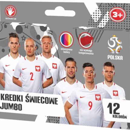 Kredki świecowe okrągłe PZ-012 PZPN - 12 kolorów