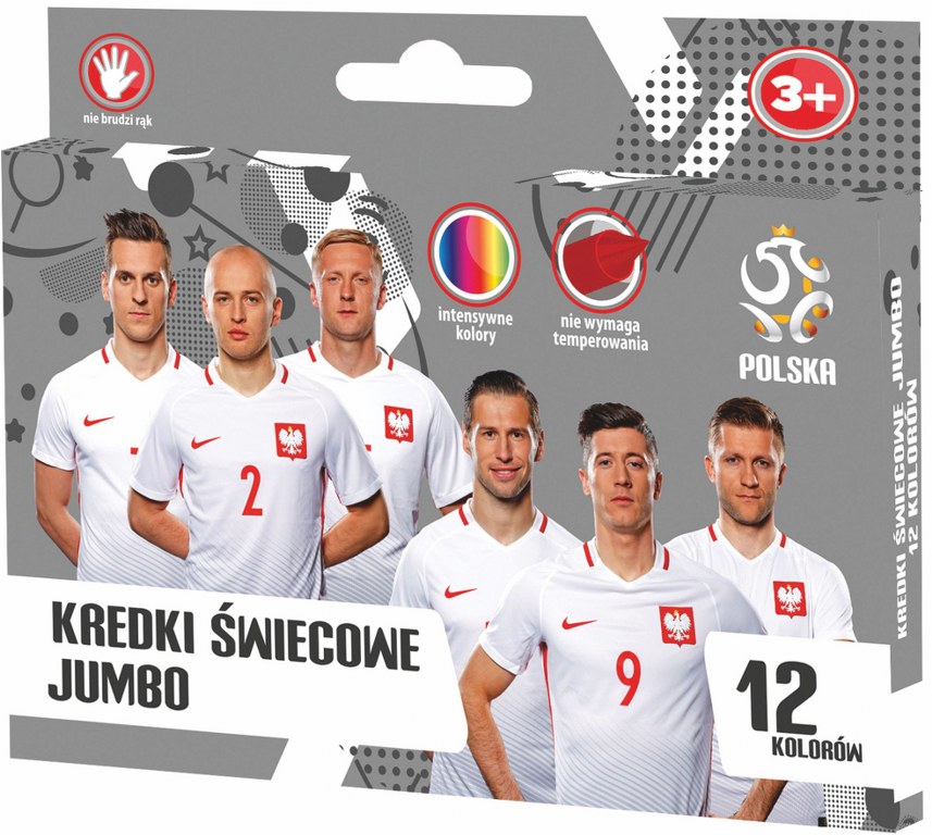 Kredki świecowe okrągłe PZ-012 PZPN - 12 kolorów Kredki świecowe okrągłe PZ-012 PZPN - 12 kolorów - obrazek 1
