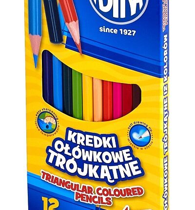 Kredki ołówkowe trójkątne ASTRA - 12 kolorów z temperówką