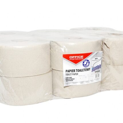 Papier toaletowy makulaturowy OFFICE PRODUCTS Jumbo, 1-warstwowy, 120m, 12szt., szary