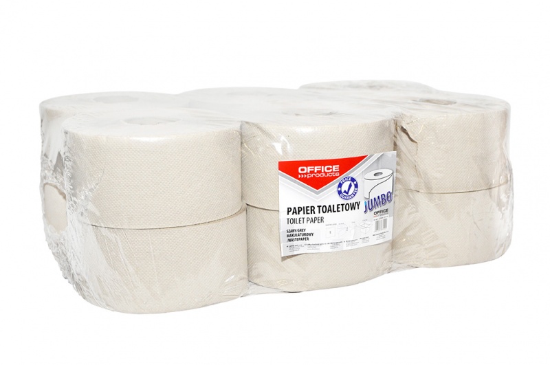 81910-24117-papier_toaletowy_makulaturowy_office_products_-800w Papier toaletowy makulaturowy OFFICE PRODUCTS Jumbo, 1-warstwowy, 120m, 12szt., szary - obrazek 1