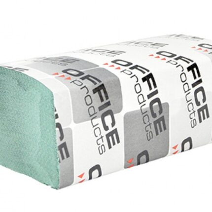 Ręczniki składane ZZ makulaturowe ekonomiczne OFFICE PRODUCTS, 1-warstwowe, 4000 listków, 20szt., zielone