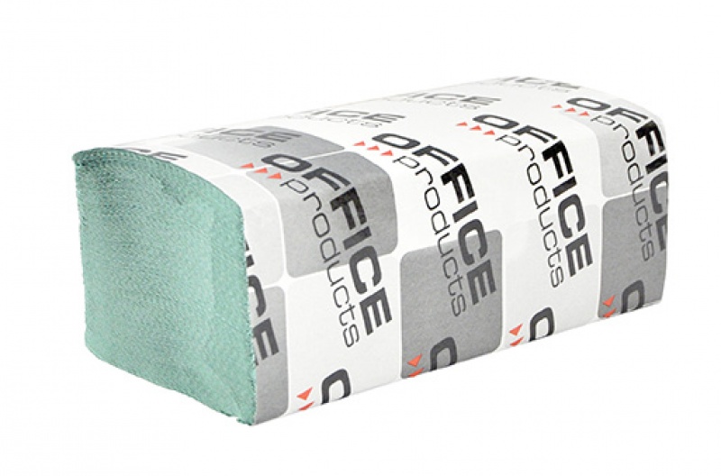 81919-24127-reczniki_skladane_zz_makulaturowe_ekonomiczne_-800w Ręczniki składane ZZ makulaturowe ekonomiczne OFFICE PRODUCTS, 1-warstwowe, 4000 listków, 20szt., zielone - obrazek 1