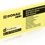Bloczek samoprzylepny DONAU Eco, 38x51mm, 1x100 kart., jasnożółty (opakowanie 3 szt.)