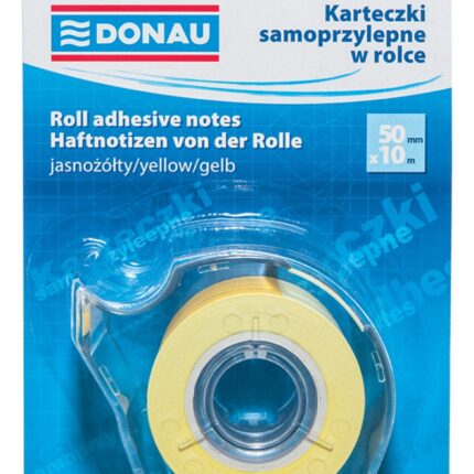 Karteczki samoprzylepne w rolce Donau, 50mmx10m, jasnożółty