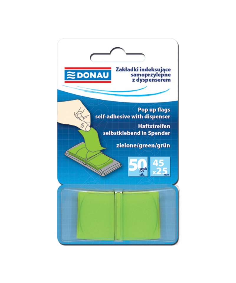 83579-23661-zakladki_indeksujace_donau_pp_25x45mm_1x50_kar-800w Zakładki indeksujące DONAU, PP, 25x45mm, 1x50 kart., zielone - obrazek 1