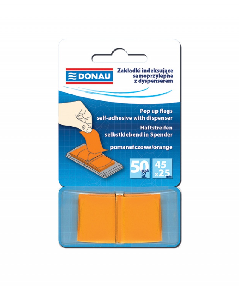 83581-23663-zakladki_indeksujace_donau_pp_25x45mm_1x50_kar-800w Zakładki indeksujące DONAU, PP, 25x45mm, 1x50 kart., pomarańczowe - obrazek 1