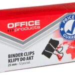 Klipy do dokumentów OFFICE PRODUCTS, 25mm, 12szt., czarne