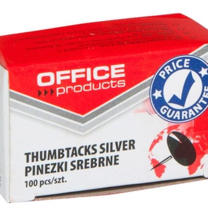 Pinezki klasyczne OFFICE PRODUCTS, 100szt., srebrne