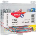 Zestaw biurowy (pinezki, gumki i spinacze) OFFICE PRODUCTS, mix 110szt. (pakiet 5 opakowań)