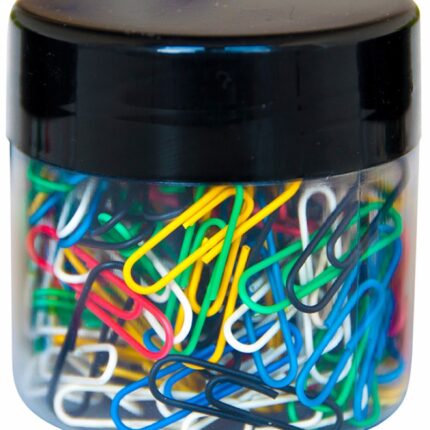Spinacze okrągłe Q-CONNECT, 28mm, 150szt., w plastikowym słoiku, mix kolorów