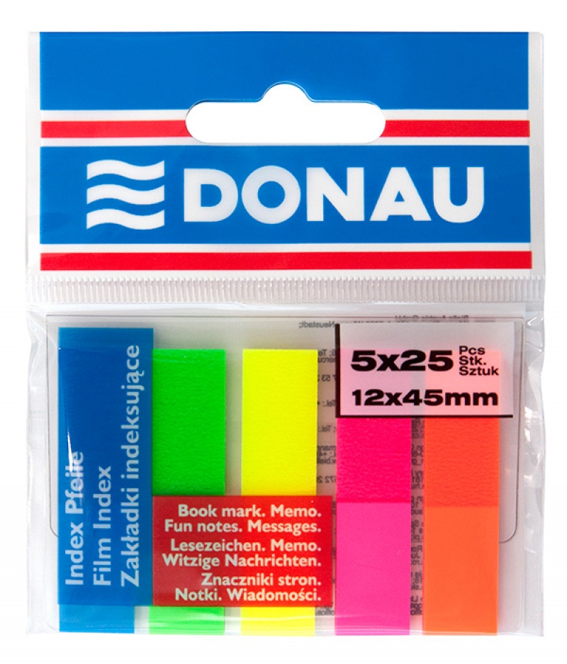 83875-13472-zakladki_indeksujace_donau_pp_12x45mm_5x25_kar-800w Zakładki indeksujące DONAU, PP, 12x45mm, 5x25 kart., mix kolorów - obrazek 1