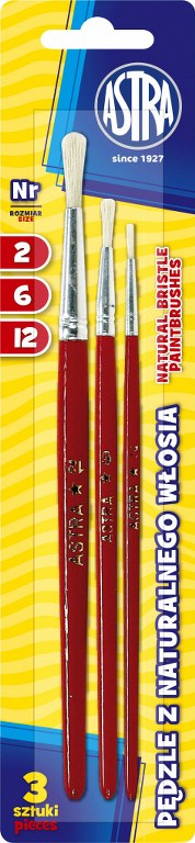 Zestaw pędzli z naturalnego włosia Astra 3 szt. rozmiary 2/6/12 Zestaw pędzli z naturalnego włosia Astra 3 szt. rozmiary 2/6/12 - obrazek 1