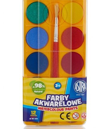 Farby akwarelowe Astra 12 kol - fi 30,0 mm z eurozawieszką